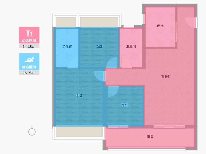 江苏省-南京市-时代艺境·云悦艺境园-84.00-户型库-动静分区