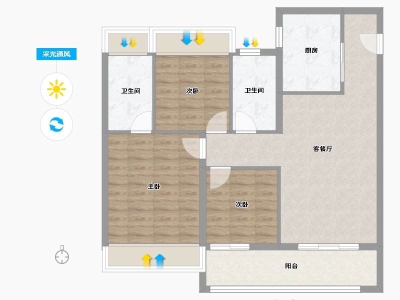 江苏省-南京市-时代艺境·云悦艺境园-84.00-户型库-采光通风