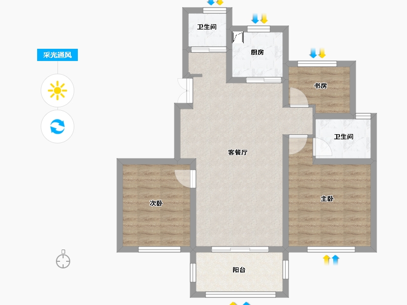 江苏省-南京市-熙悦-76.81-户型库-采光通风