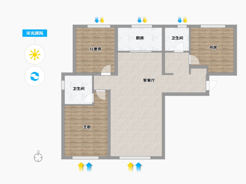 天津-天津市-贻成学府世家-103.50-户型库-采光通风