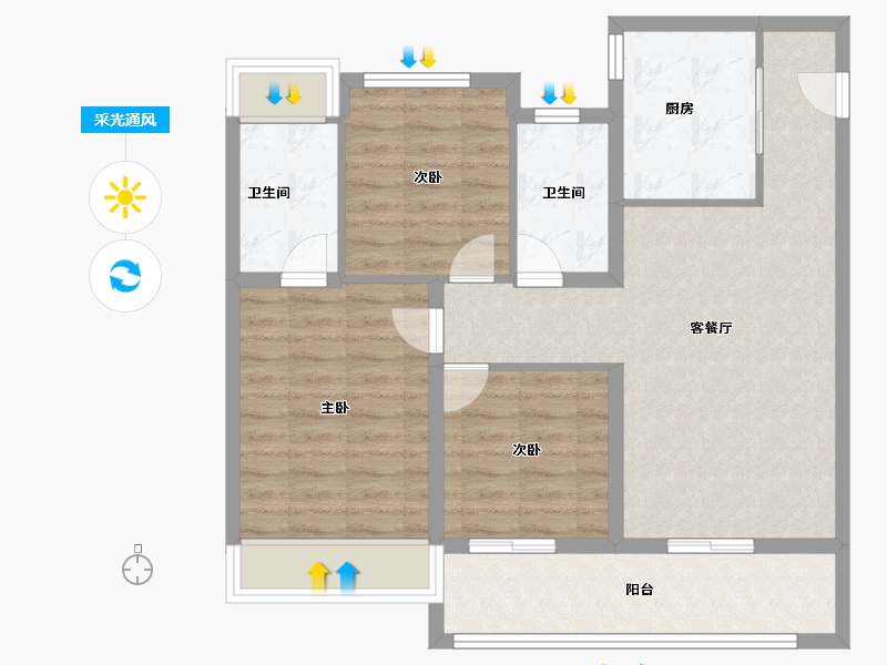 江苏省-南京市-都会诚品-84.00-户型库-采光通风