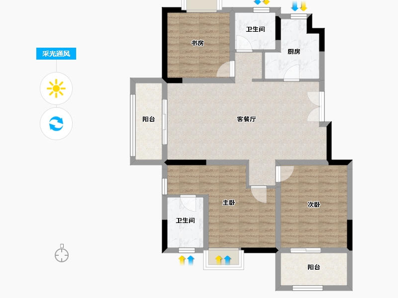 江苏省-南京市-通宇林景紫园-96.80-户型库-采光通风