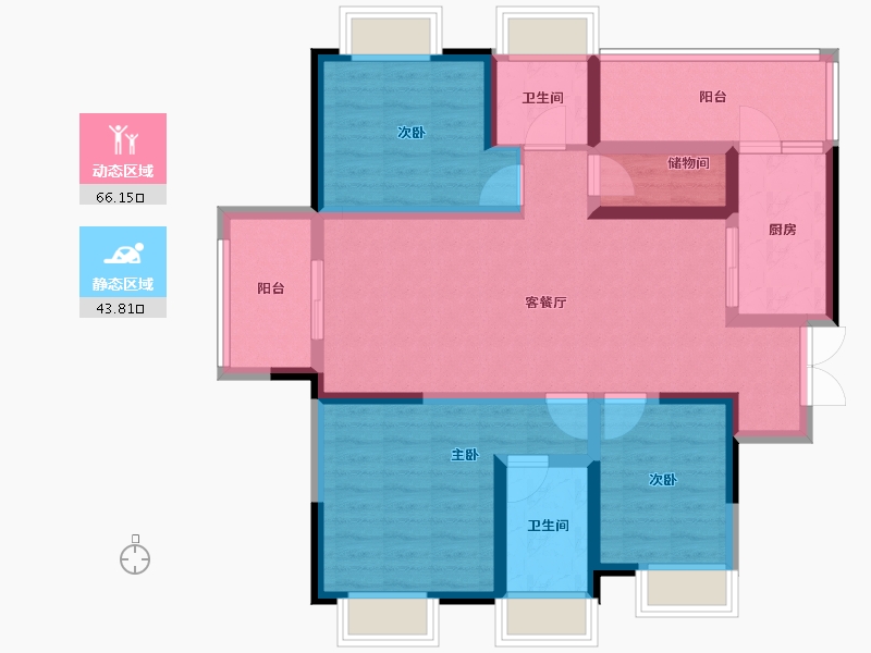 江苏省-南京市-喜之郎丽湖湾-96.80-户型库-动静分区