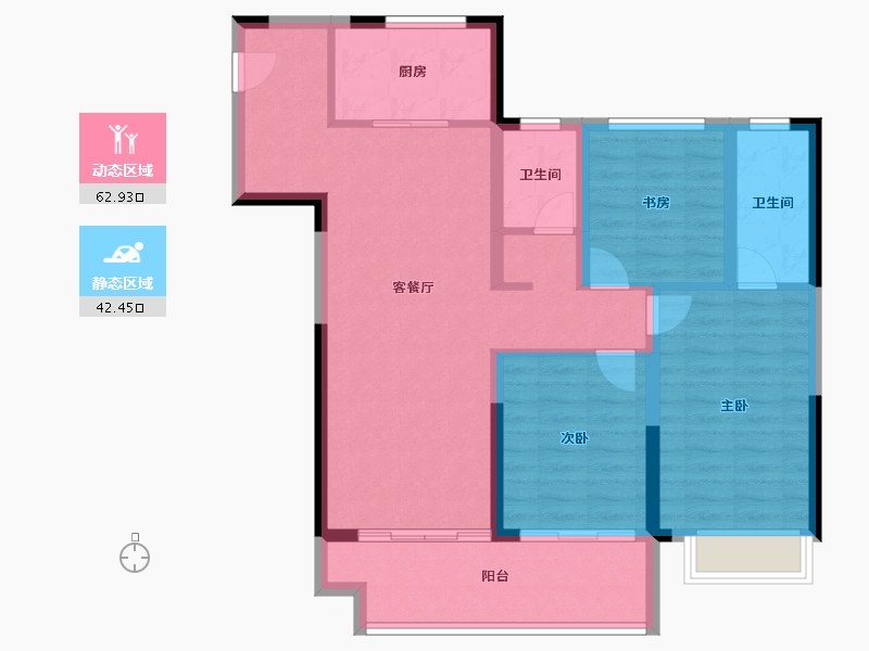 河南省-郑州市-金科旭辉滨河赋​-94.39-户型库-动静分区