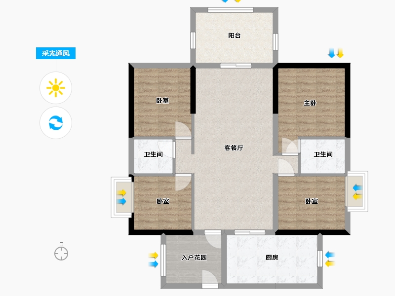 广东省-惠州市-星岸城-104.00-户型库-采光通风