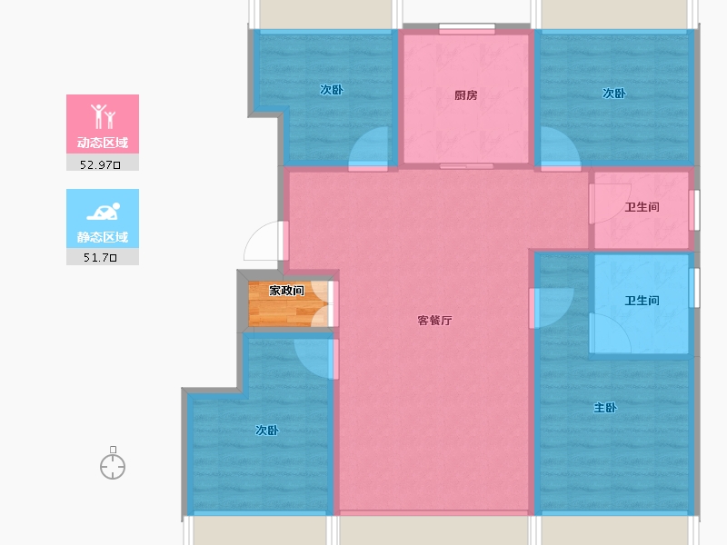 吉林省-长春市-吴中·凯旋府-96.00-户型库-动静分区