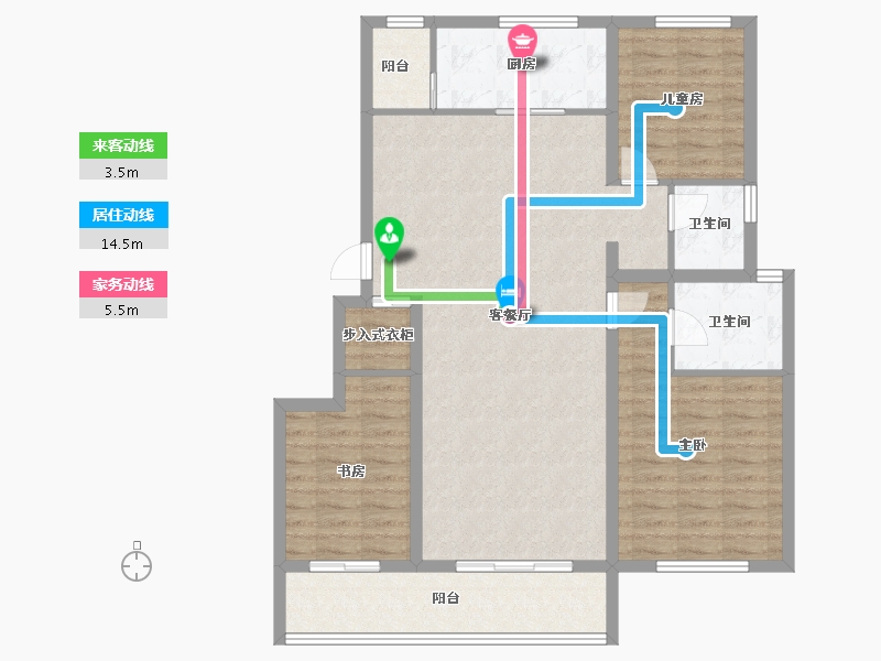 天津-天津市-贻成学府世家-105.60-户型库-动静线