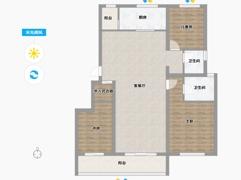 天津-天津市-贻成学府世家-105.60-户型库-采光通风