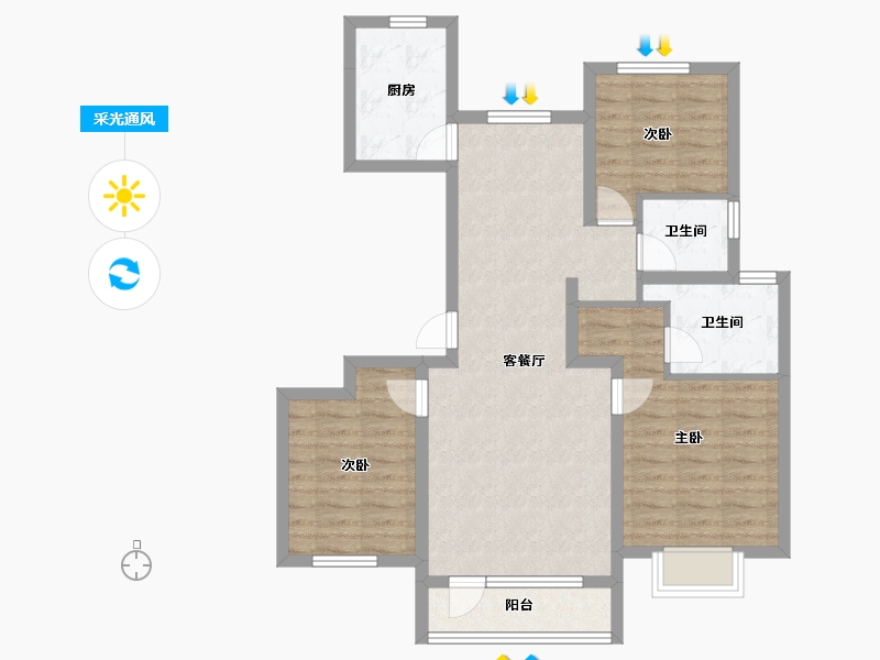 天津-天津市-凤栖梧桐-84.19-户型库-采光通风