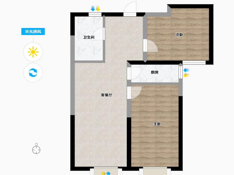 天津-天津市-欣嘉园樾塘-63.88-户型库-采光通风