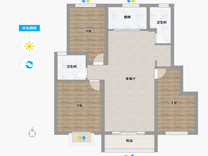 天津-天津市-凤栖梧桐-86.49-户型库-采光通风