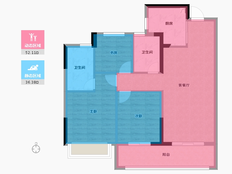 浙江省-杭州市-君铂府-79.21-户型库-动静分区