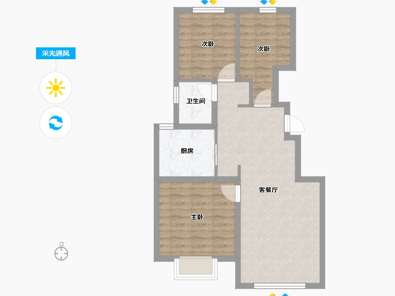 天津-天津市-梧桐大道-65.53-户型库-采光通风