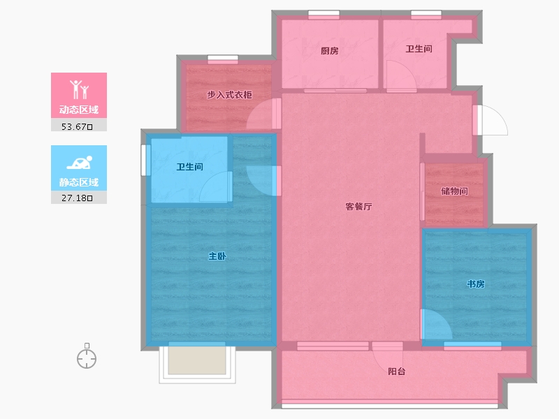 北京-北京市-路劲御和府-71.58-户型库-动静分区