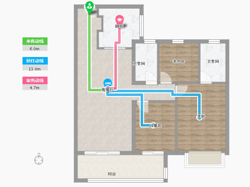 江苏省-南京市-雅居乐雅郡兰庭-84.00-户型库-动静线