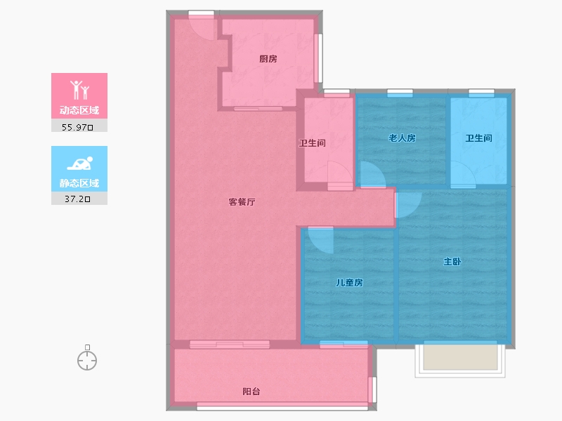 江苏省-南京市-雅居乐雅郡兰庭-84.00-户型库-动静分区