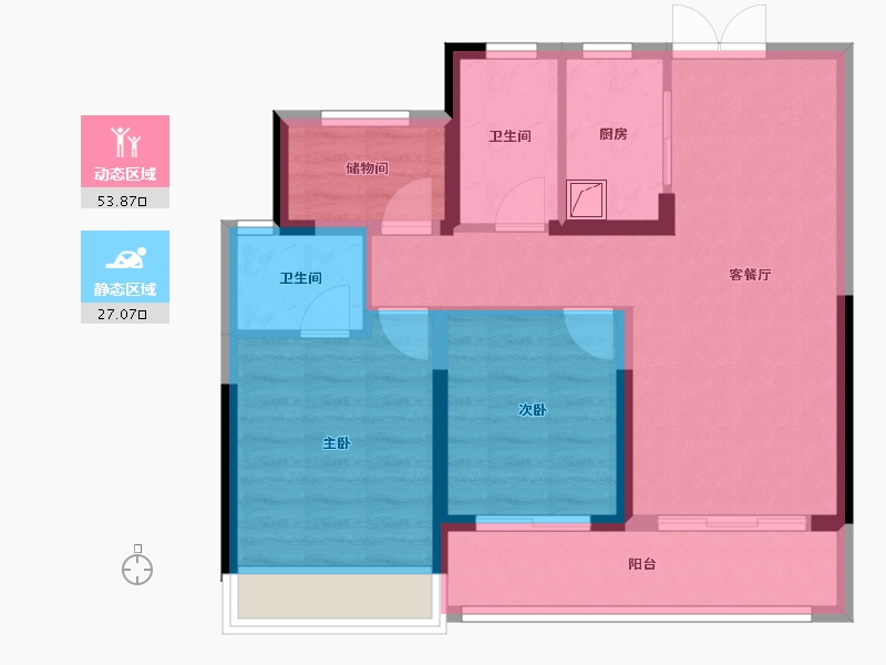 浙江省-温州市-新天和家园-87.00-户型库-动静分区