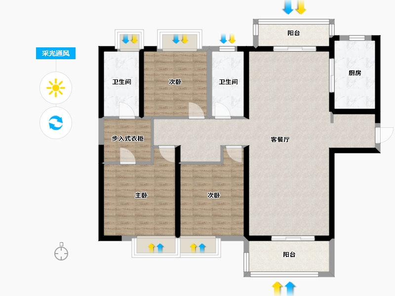 湖北省-武汉市-江夏府-120.00-户型库-采光通风