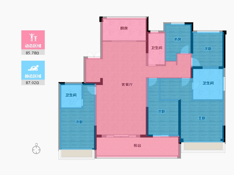 浙江省-杭州市-滨康天曜城-155.89-户型库-动静分区