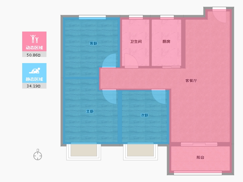 天津-天津市-金辉城中央云著-76.00-户型库-动静分区