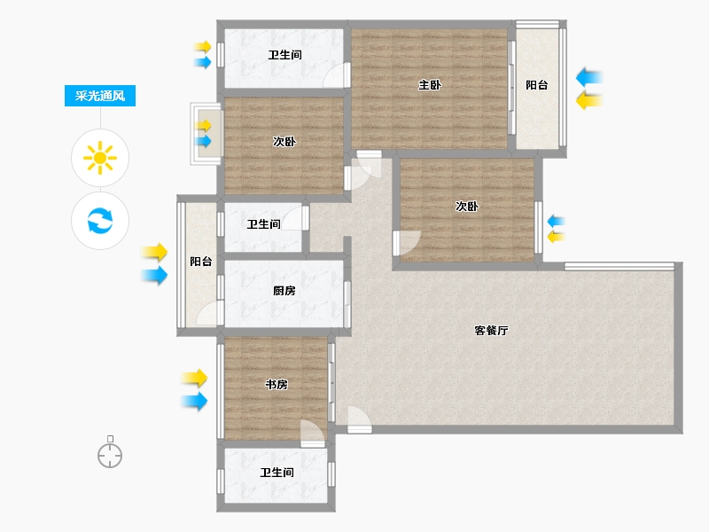 广西壮族自治区-桂林市-国惠村-132.00-户型库-采光通风