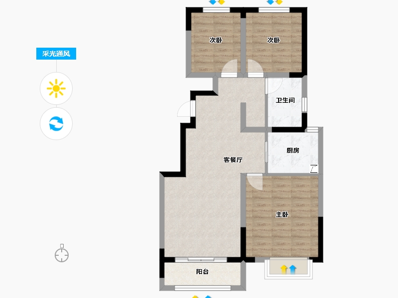 山西省-长治市-禧樾府-85.00-户型库-采光通风