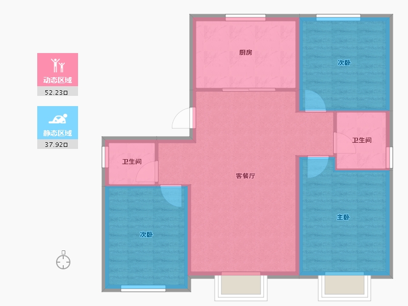 天津-天津市-欣嘉园樾塘-81.45-户型库-动静分区