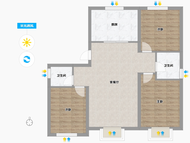 天津-天津市-欣嘉园樾塘-81.45-户型库-采光通风