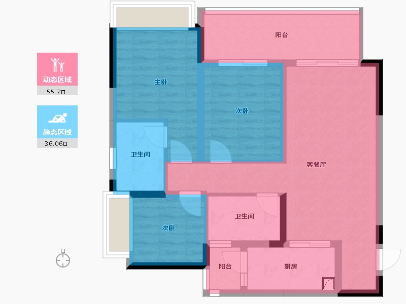 贵州省-贵阳市-融创云湖十里-86.00-户型库-动静分区