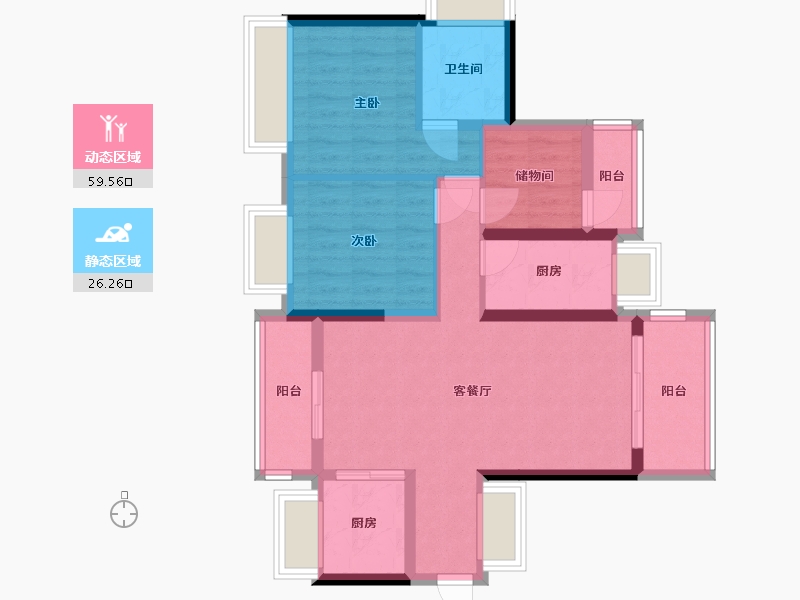 广东省-佛山市-保利时光苑-86.00-户型库-动静分区