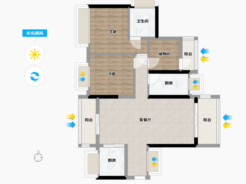 广东省-佛山市-保利时光苑-86.00-户型库-采光通风