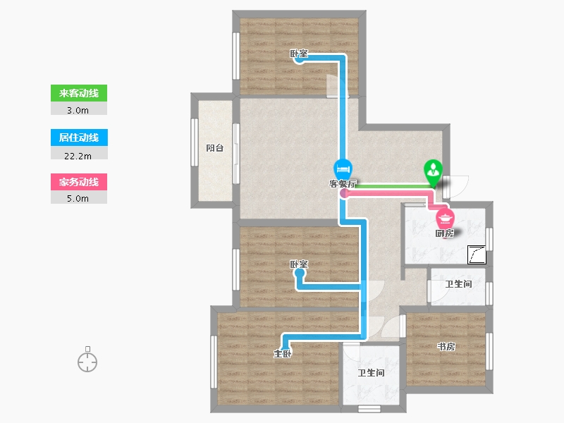 湖南省-株洲市-美丽潇湘住宅小区-124.00-户型库-动静线