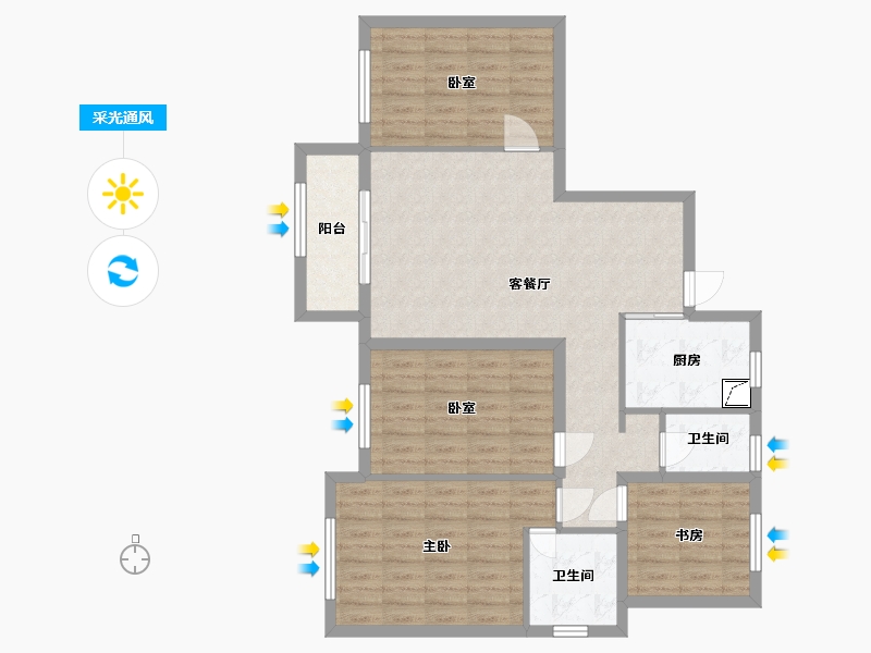 湖南省-株洲市-美丽潇湘住宅小区-124.00-户型库-采光通风