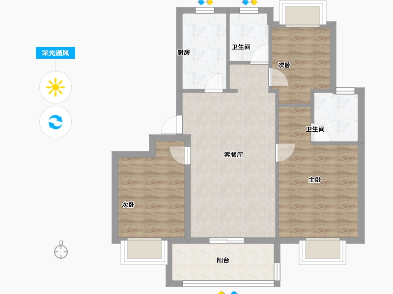 江苏省-南京市-华宇·林湖雅舍-71.20-户型库-采光通风