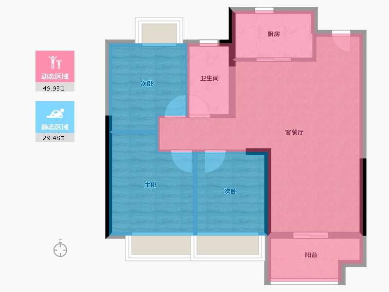 江苏省-南京市-山和宸园-71.20-户型库-动静分区