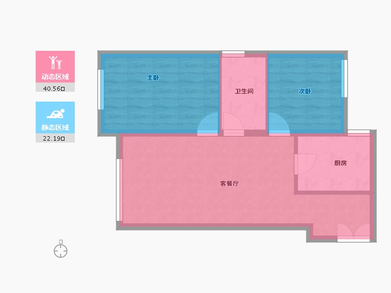 北京-北京市-北科建水岸雁栖·观澜墅-56.40-户型库-动静分区