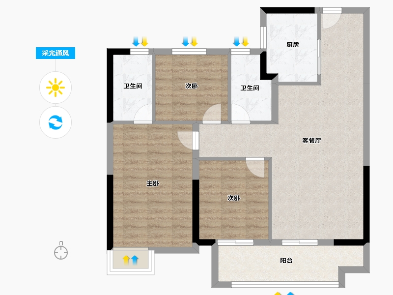 江苏省-南京市-山和宸园-83.20-户型库-采光通风