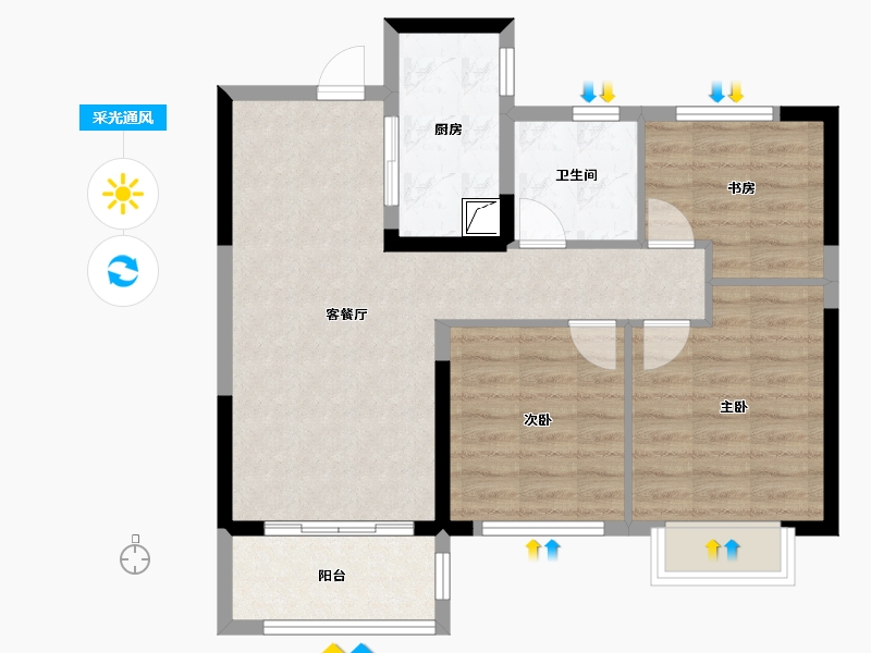 江苏省-南京市-江宁金茂悦-72.00-户型库-采光通风