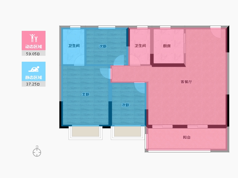 江苏省-南京市-中国铁建·栖云府-86.40-户型库-动静分区