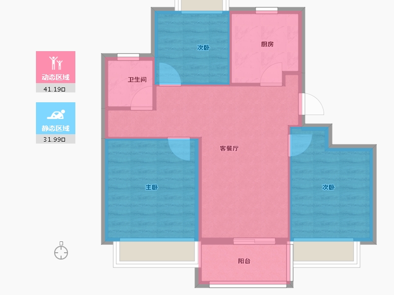 江苏省-南京市-华宇·林湖雅舍-65.59-户型库-动静分区