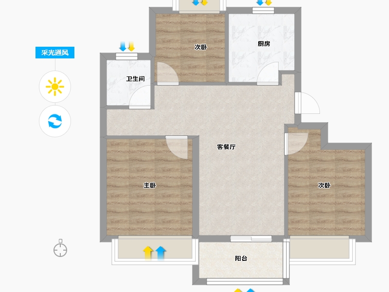 江苏省-南京市-华宇·林湖雅舍-65.59-户型库-采光通风