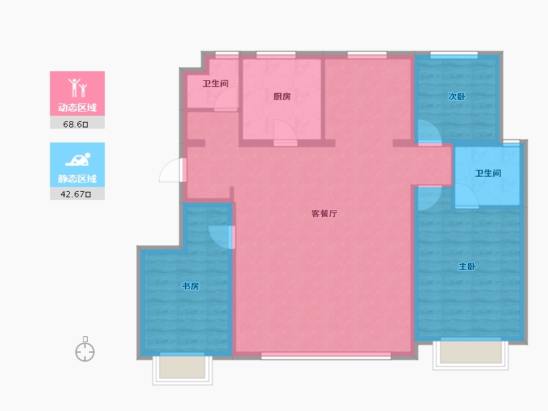 北京-北京市-招商中建·顺义臻珑府-100.39-户型库-动静分区