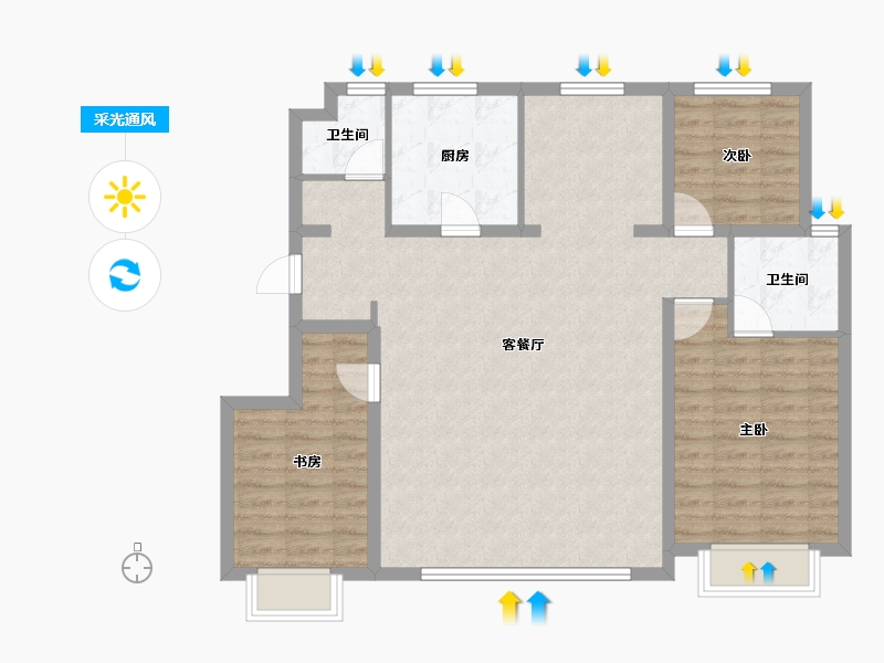 北京-北京市-招商中建·顺义臻珑府-100.39-户型库-采光通风