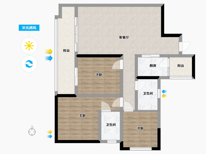 四川省-眉山市-领地凯旋国际公馆-98.00-户型库-采光通风