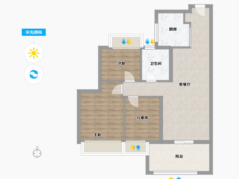 江苏省-南京市-雅居乐雅郡兰庭-71.20-户型库-采光通风