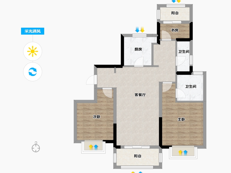 江苏省-南京市-深业青珑上府-78.41-户型库-采光通风