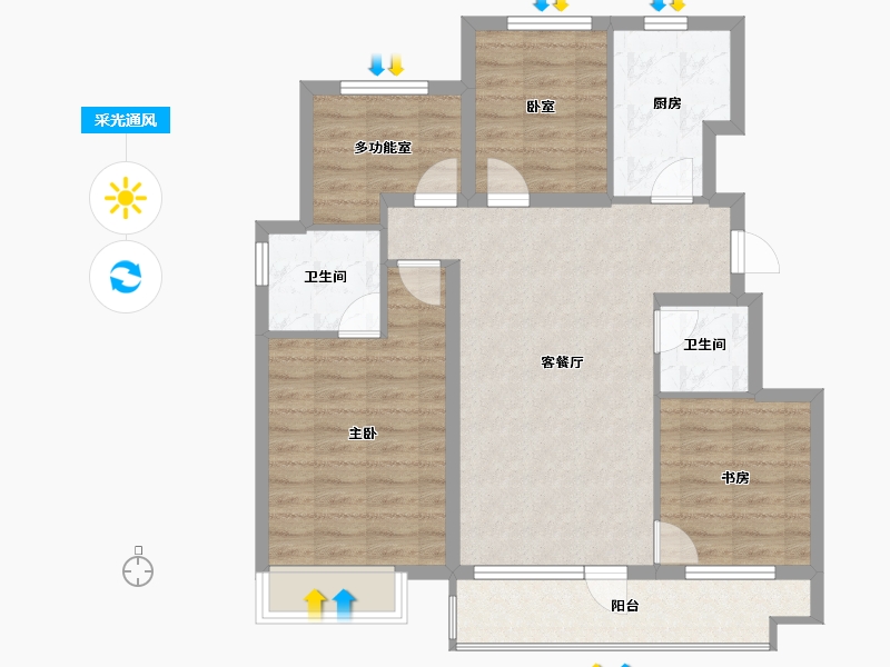 北京-北京市-路劲御和府-86.25-户型库-采光通风