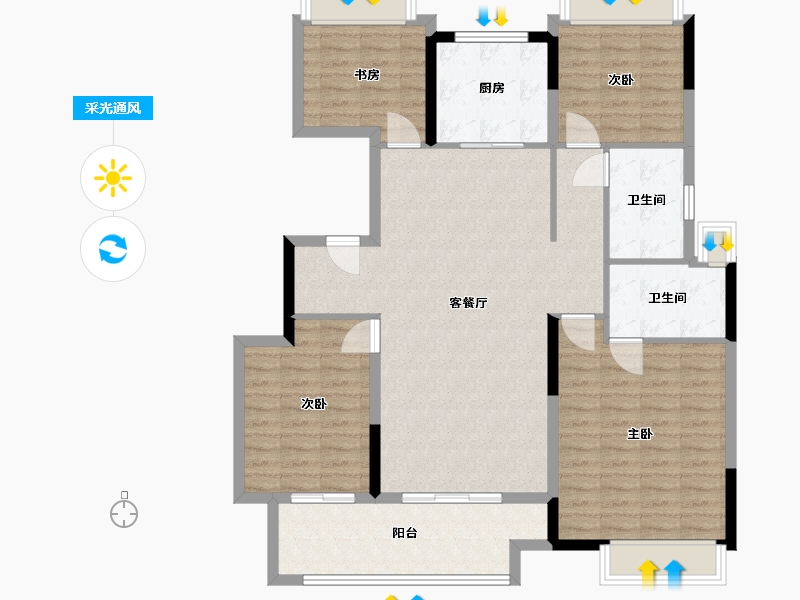 安徽省-亳州市-亳州玺樾府-118.00-户型库-采光通风