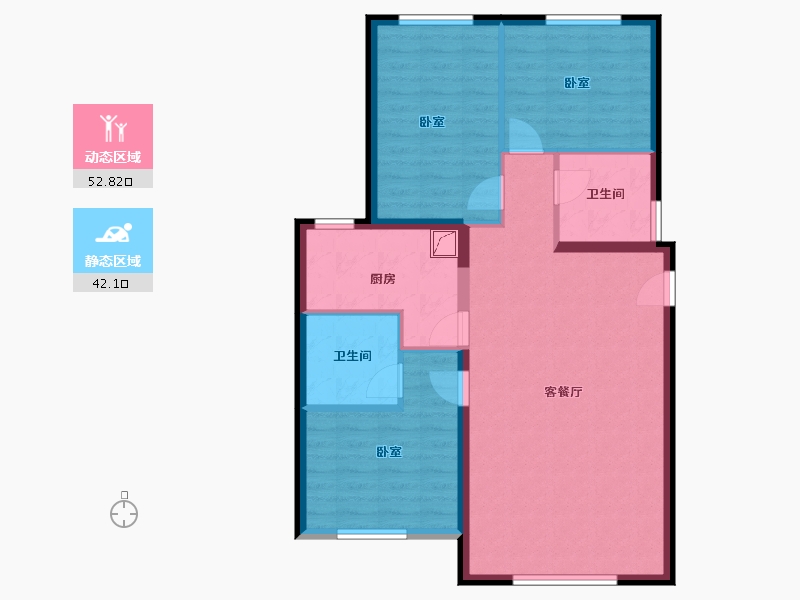 北京-北京市-禧瑞学府-85.54-户型库-动静分区