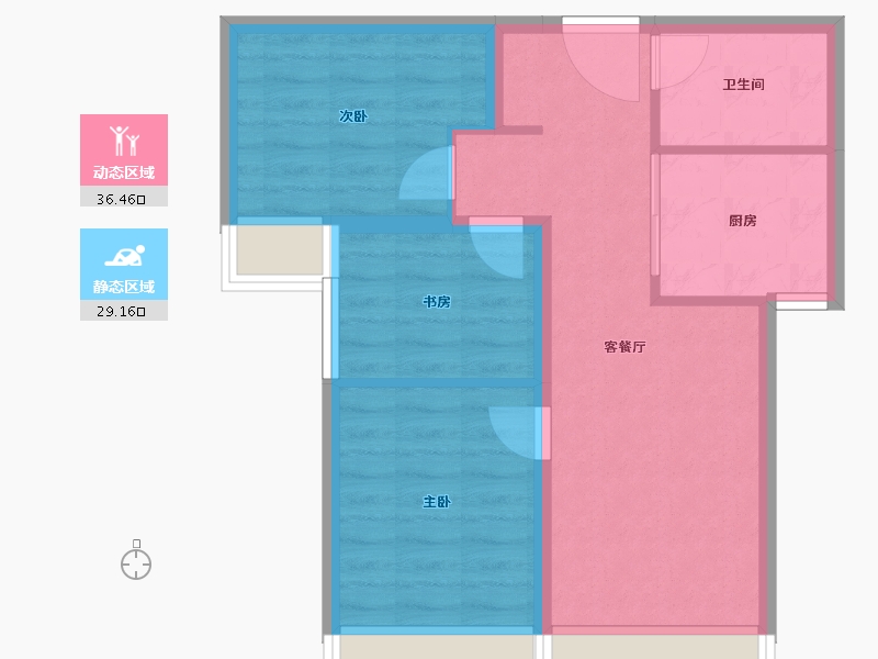 北京-北京市-龙湖云璟-58.43-户型库-动静分区